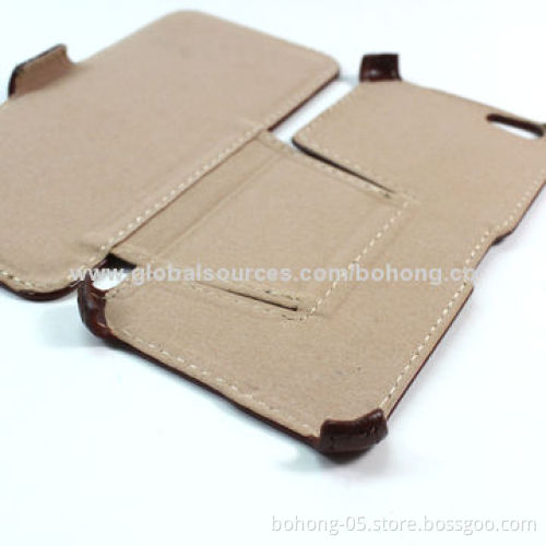 Leather Cases for iPhone 6, PU Lining Inside, Hot Pressed Technology